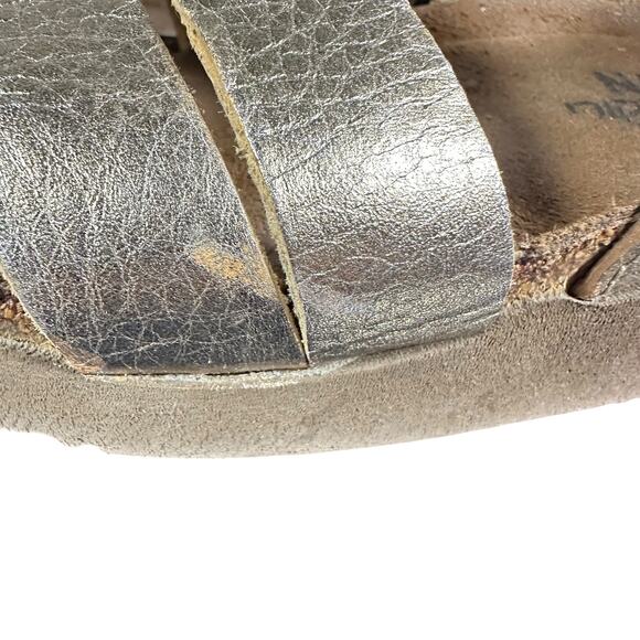 Naot Sandals Sz 37 US 6 Gold Metallic Leather Wedge Comfort Strappy kayla - Picture 4 of 12